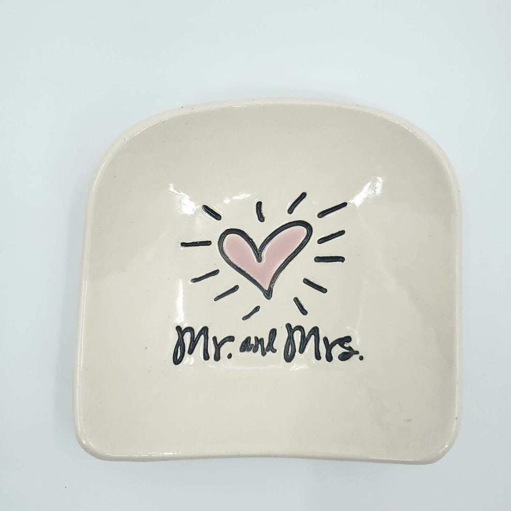 Mr and Mrs Etched Ring Trinket Dish with Heart
